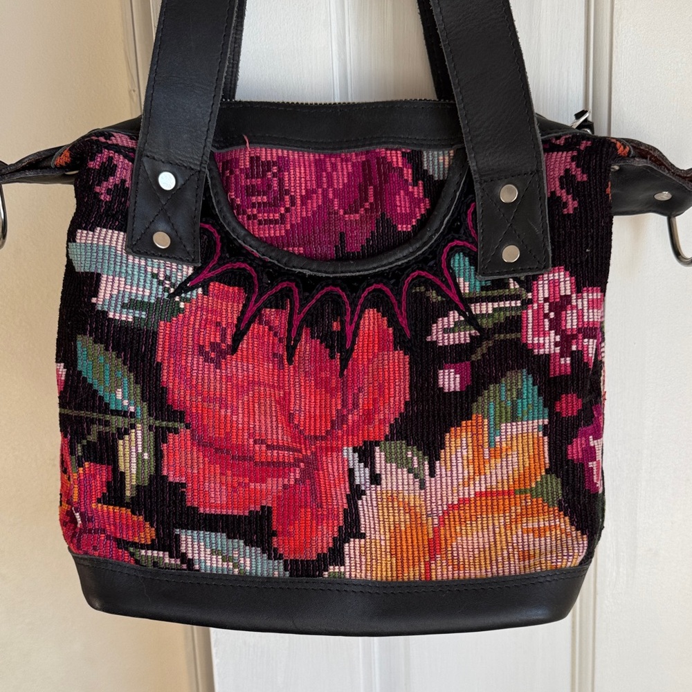 Vibrant Floral Guatemala huipil bag